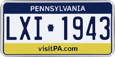 PA license plate LXI1943