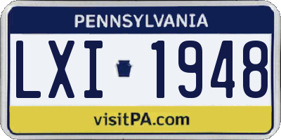 PA license plate LXI1948