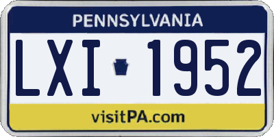 PA license plate LXI1952