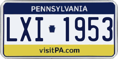 PA license plate LXI1953