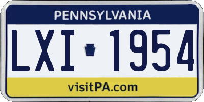 PA license plate LXI1954