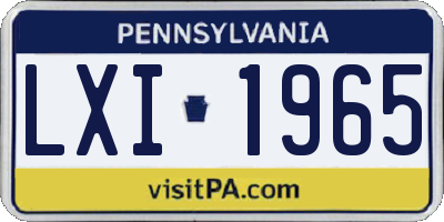 PA license plate LXI1965