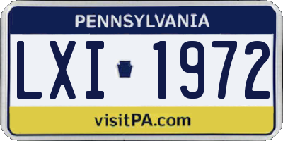 PA license plate LXI1972