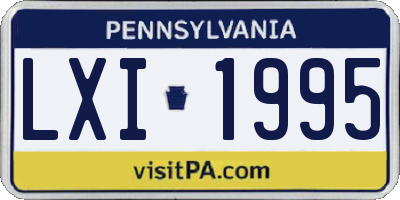 PA license plate LXI1995