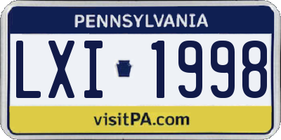 PA license plate LXI1998