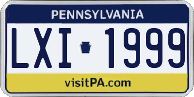 PA license plate LXI1999