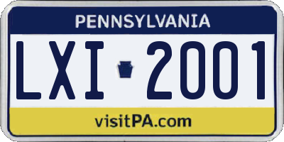 PA license plate LXI2001