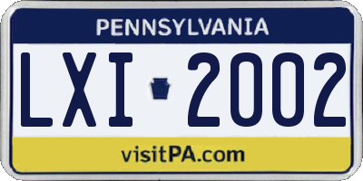 PA license plate LXI2002