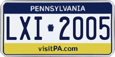 PA license plate LXI2005