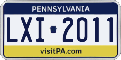 PA license plate LXI2011