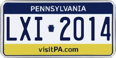 PA license plate LXI2014
