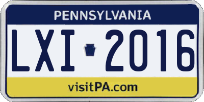 PA license plate LXI2016