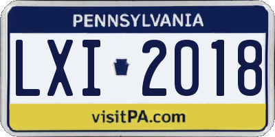 PA license plate LXI2018