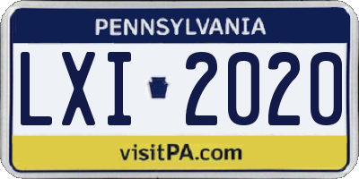 PA license plate LXI2020