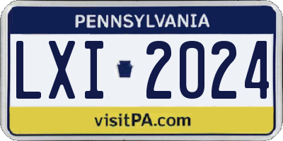 PA license plate LXI2024