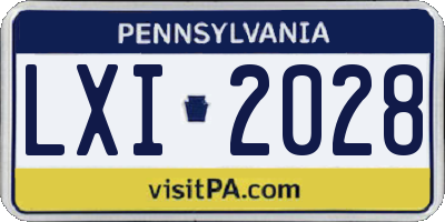 PA license plate LXI2028