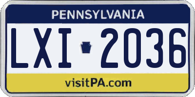 PA license plate LXI2036