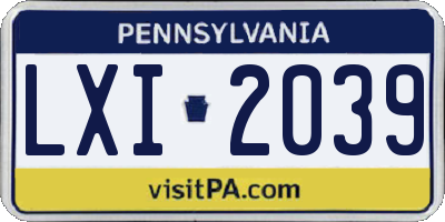 PA license plate LXI2039
