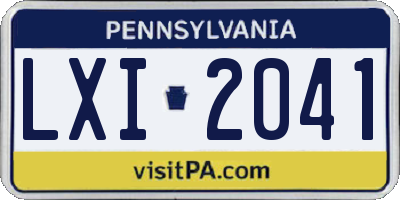 PA license plate LXI2041
