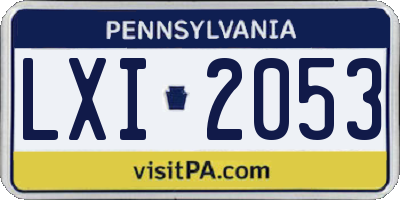 PA license plate LXI2053