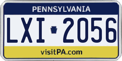 PA license plate LXI2056