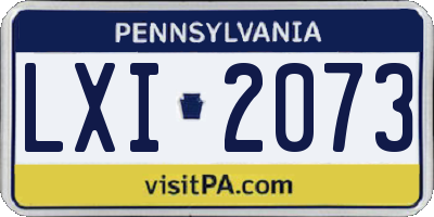 PA license plate LXI2073