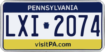 PA license plate LXI2074