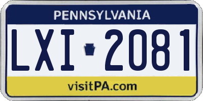PA license plate LXI2081
