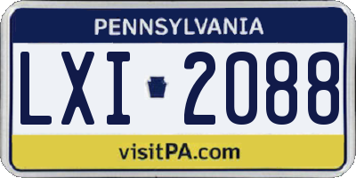 PA license plate LXI2088