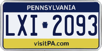 PA license plate LXI2093
