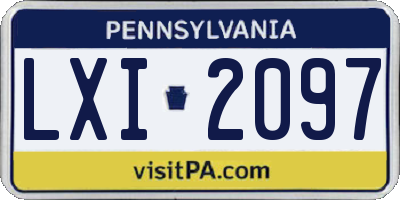 PA license plate LXI2097