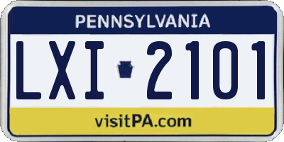 PA license plate LXI2101