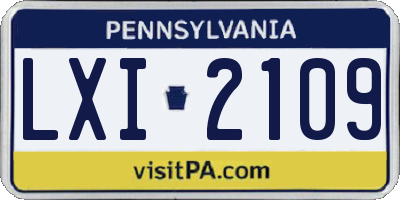 PA license plate LXI2109