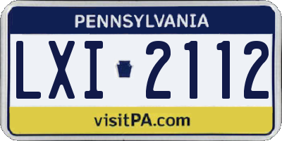 PA license plate LXI2112