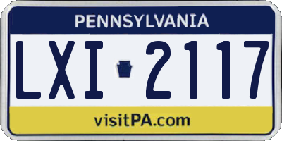 PA license plate LXI2117