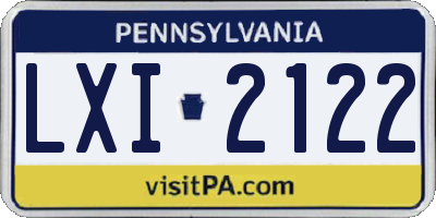 PA license plate LXI2122