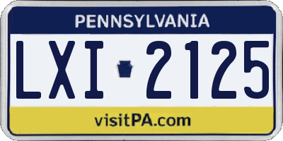 PA license plate LXI2125