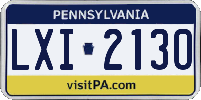 PA license plate LXI2130