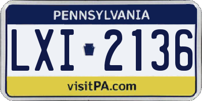 PA license plate LXI2136
