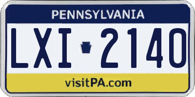 PA license plate LXI2140