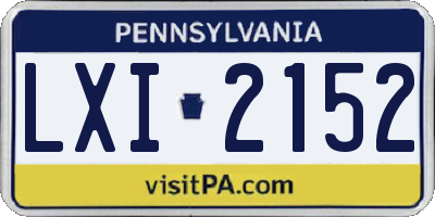 PA license plate LXI2152