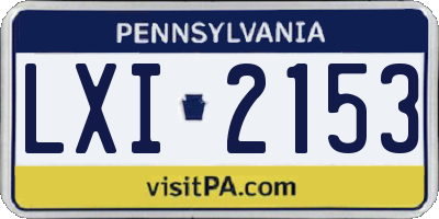 PA license plate LXI2153