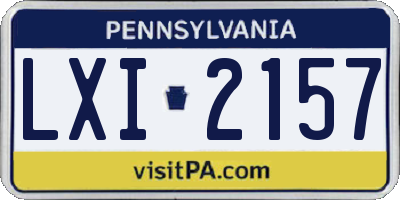PA license plate LXI2157