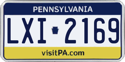 PA license plate LXI2169