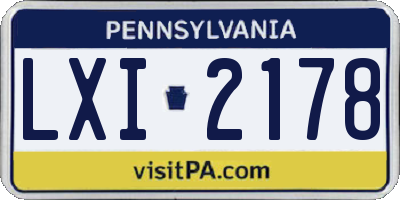 PA license plate LXI2178