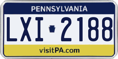PA license plate LXI2188