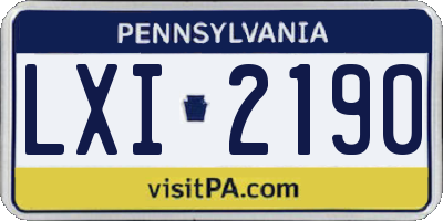 PA license plate LXI2190