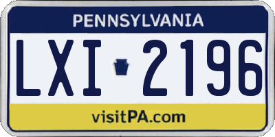 PA license plate LXI2196