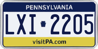 PA license plate LXI2205