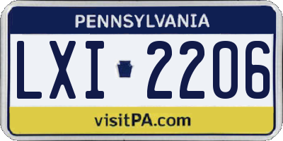PA license plate LXI2206